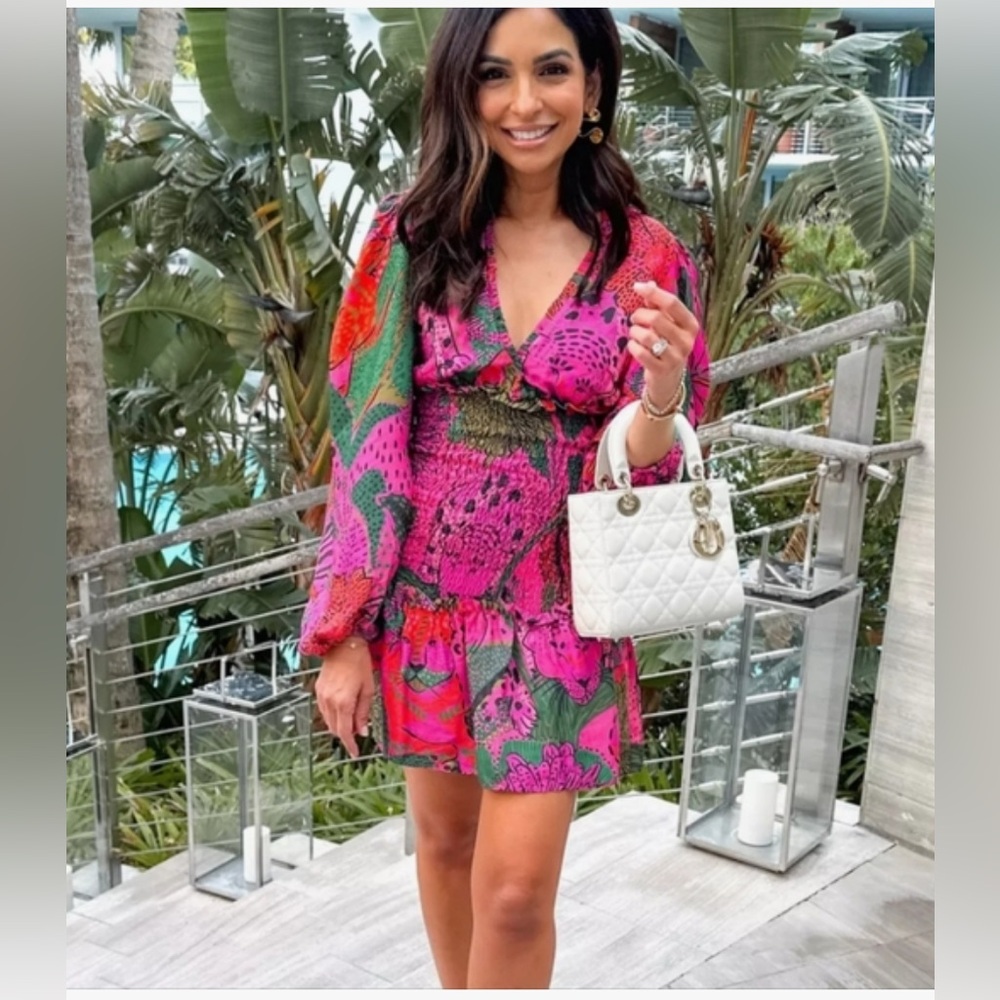 Vibrant Pink and Green Women's Dress